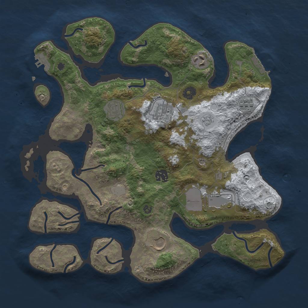 Rust Map: Procedural Map, Size: 3500, Seed: 2351815, 16 Monuments