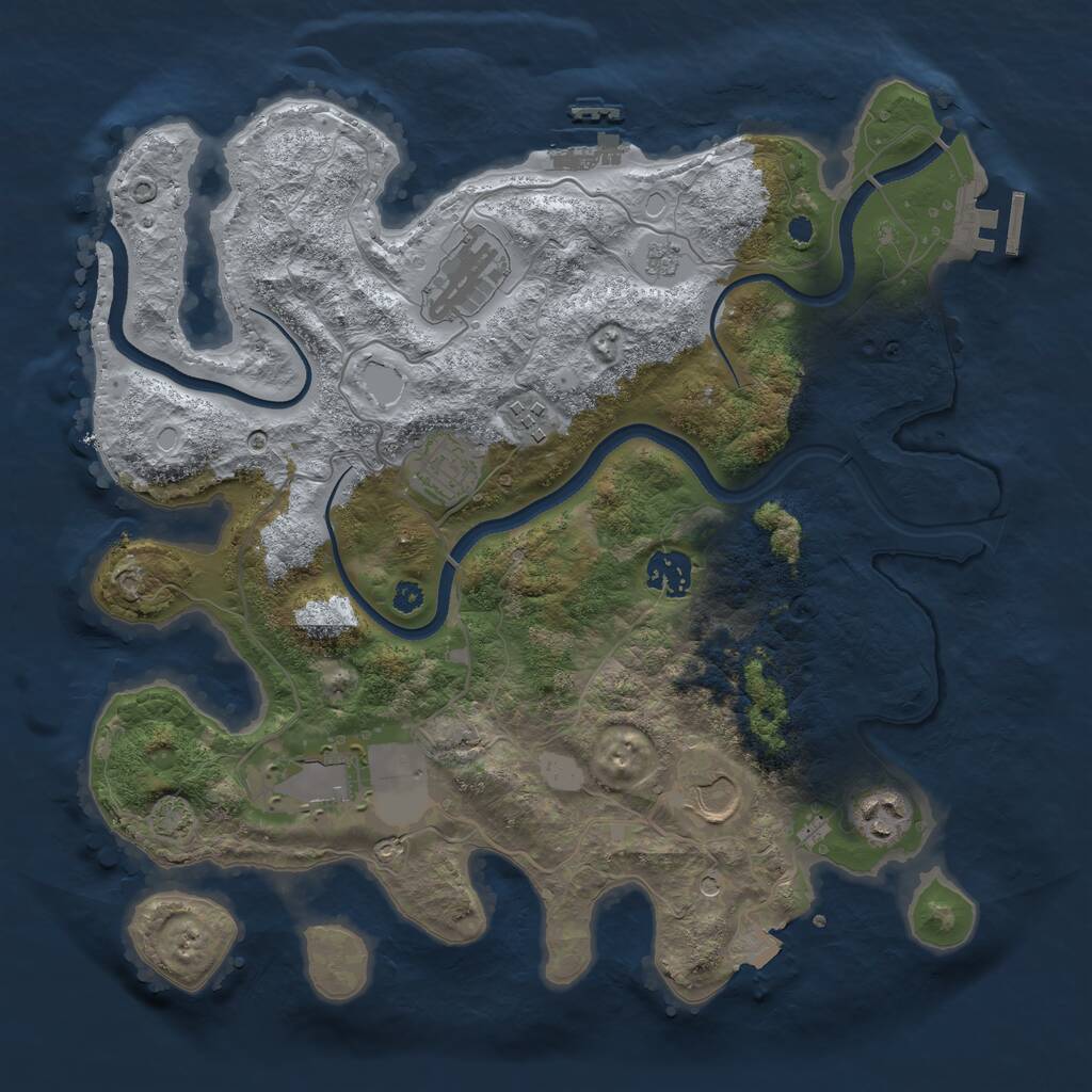 Rust Map: Procedural Map, Size: 3500, Seed: 856720, 13 Monuments