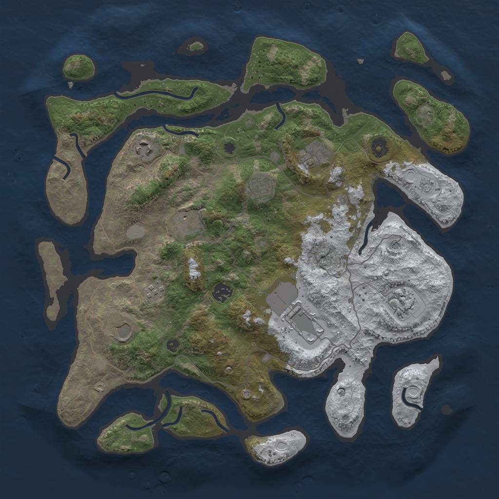 Rust Map: Procedural Map, Size: 4000, Seed: 536535, 16 Monuments
