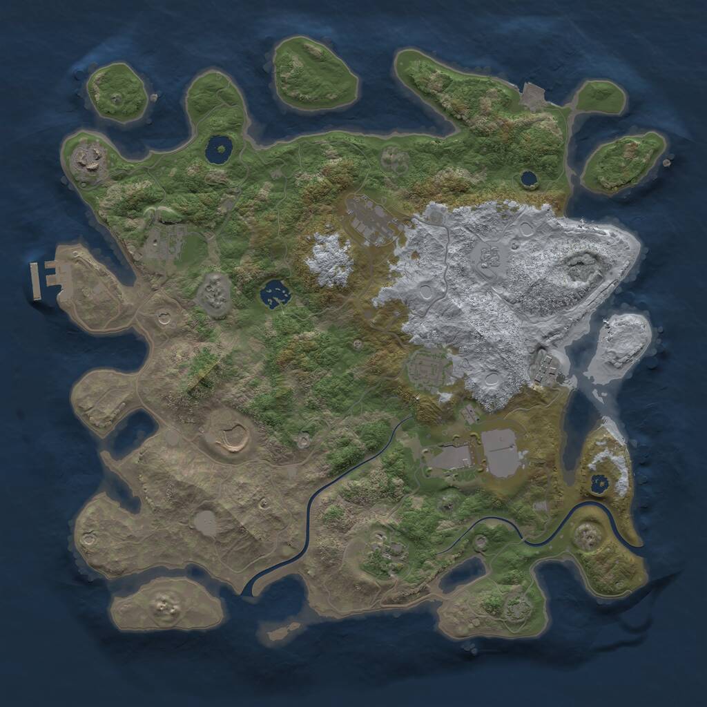 Rust Map: Procedural Map, Size: 3800, Seed: 3227778, 14 Monuments