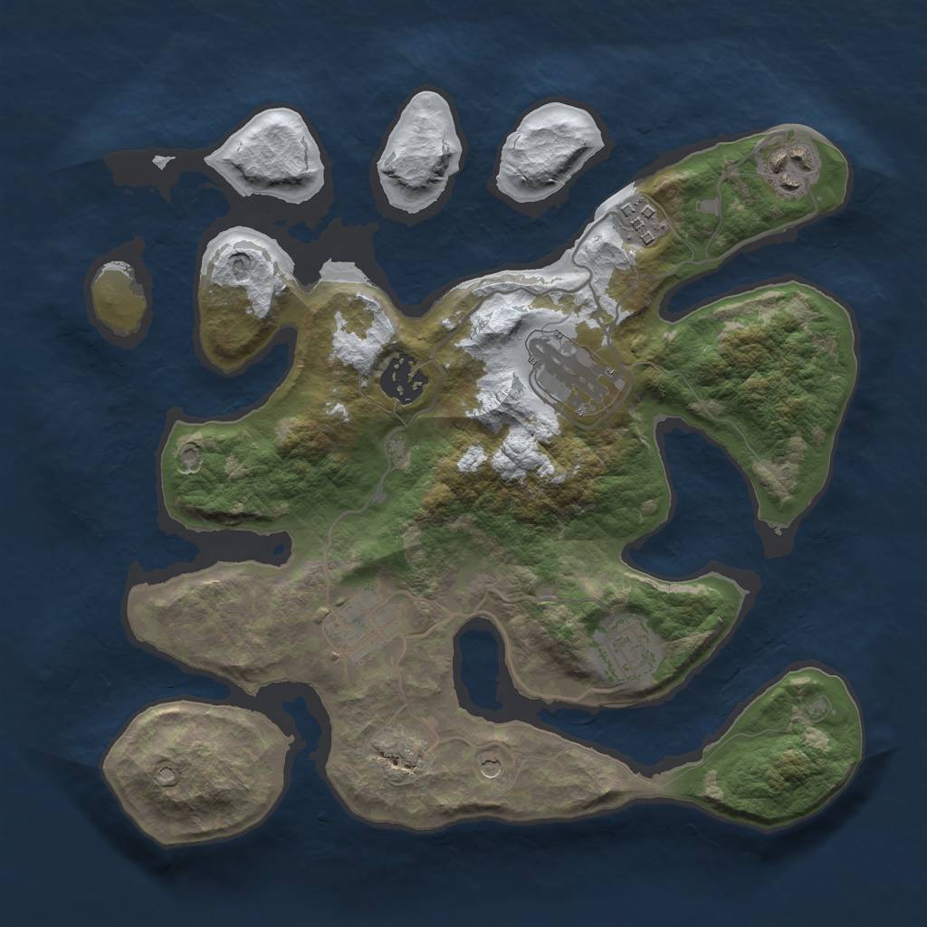 Rust Map: Barren, Size: 3000, Seed: 18, 9 Monuments