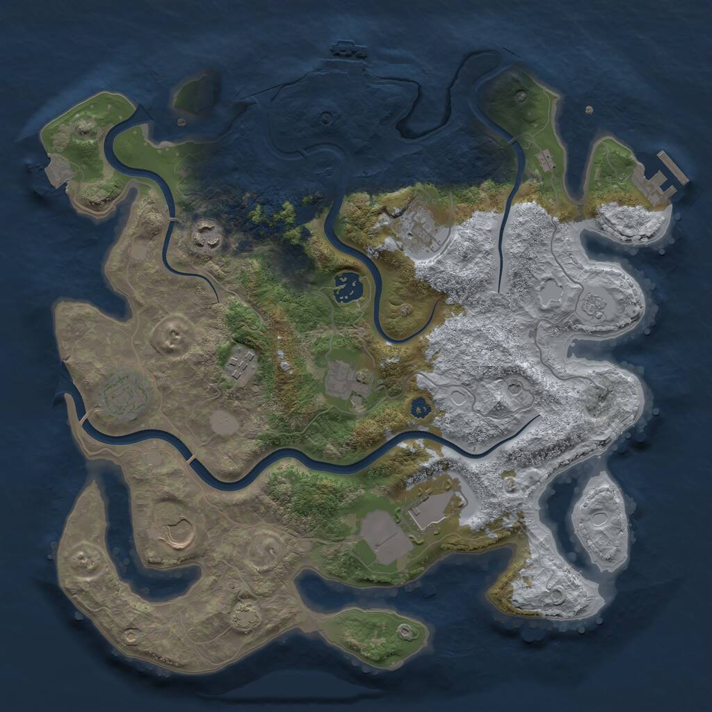 Rust Map: Procedural Map, Size: 3500, Seed: 4705010, 14 Monuments