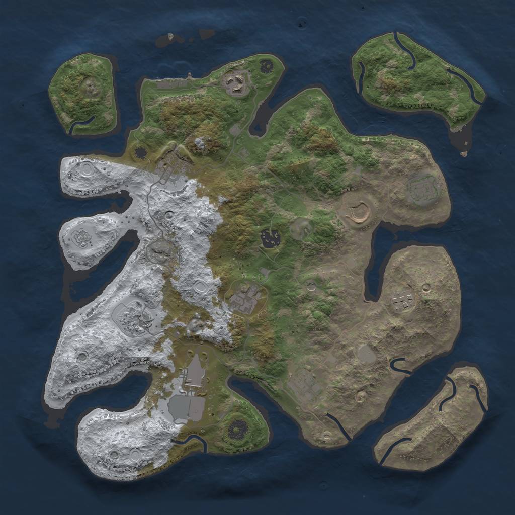 Rust Map: Procedural Map, Size: 3800, Seed: 2898244, 18 Monuments
