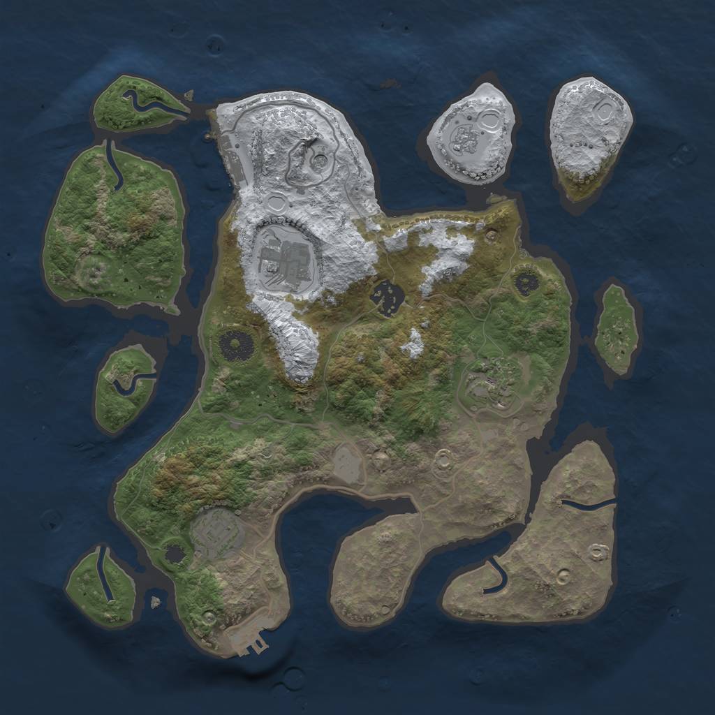 Rust Map: Procedural Map, Size: 3200, Seed: 1, 13 Monuments