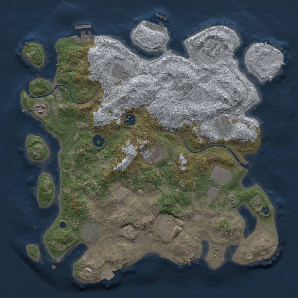 Rust Map: Procedural Map, Size: 3800, Seed: 4181476, 16 Monuments