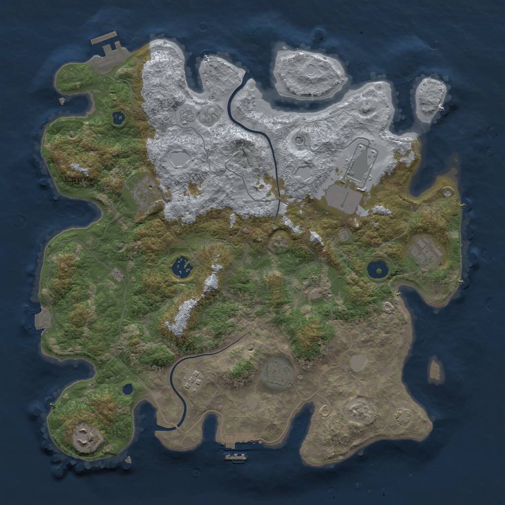 Rust Map: Procedural Map, Size: 3800, Seed: 6092291, 14 Monuments