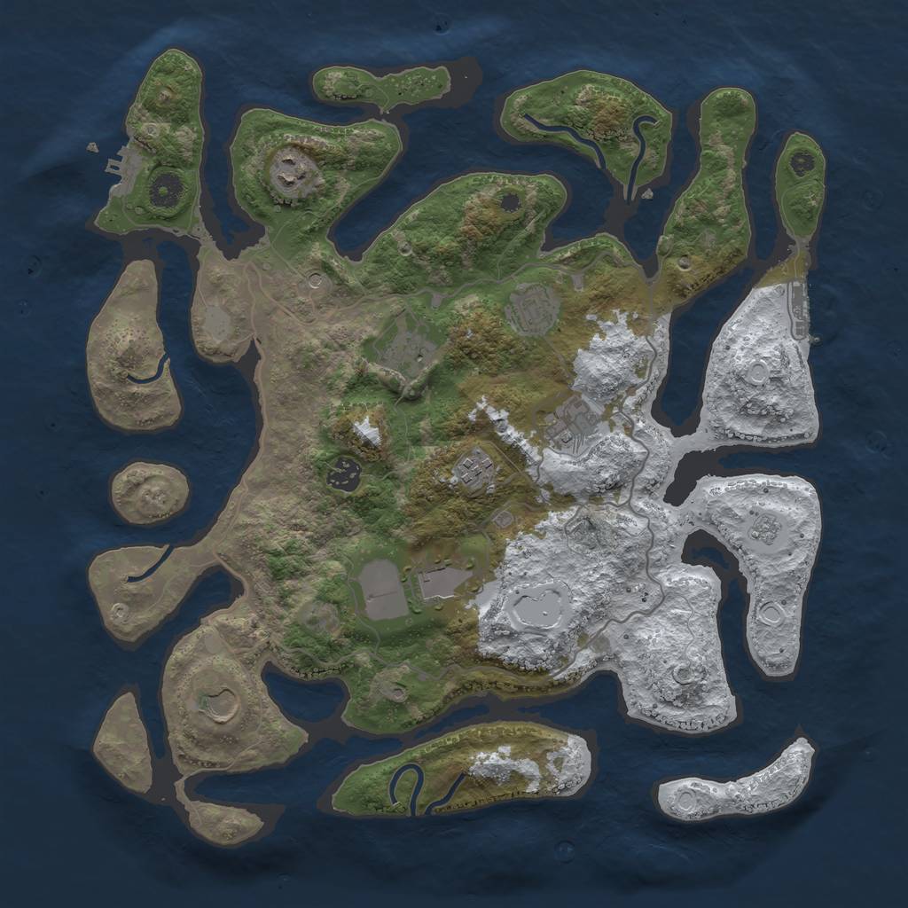 Rust Map: Procedural Map, Size: 4000, Seed: 893239, 17 Monuments