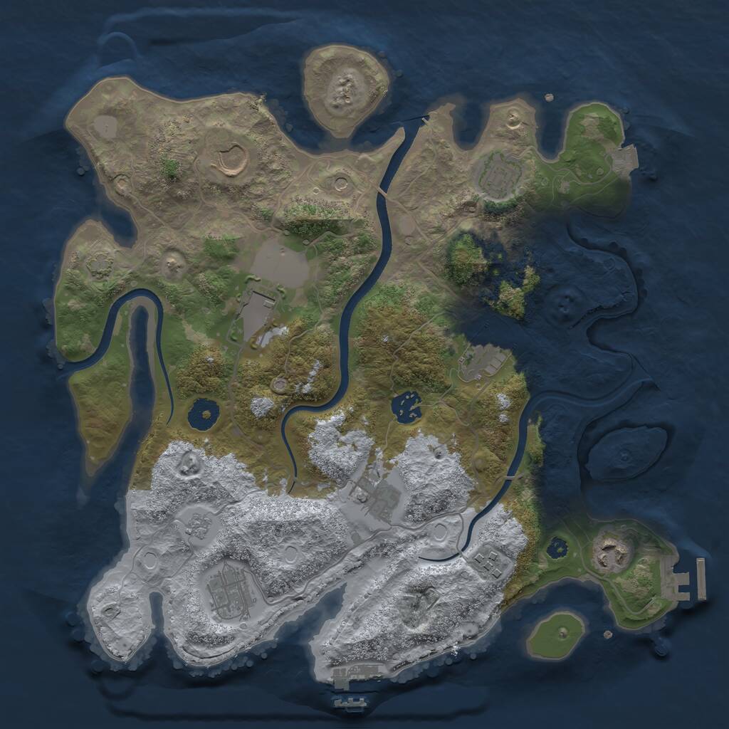 Rust Map: Procedural Map, Size: 3500, Seed: 602145, 15 Monuments
