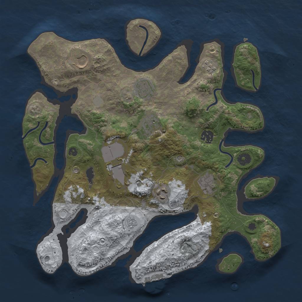 Rust Map: Procedural Map, Size: 3500, Seed: 602145, 16 Monuments