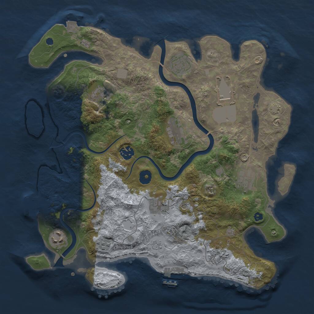 Rust Map: Procedural Map, Size: 3500, Seed: 2216634, 16 Monuments