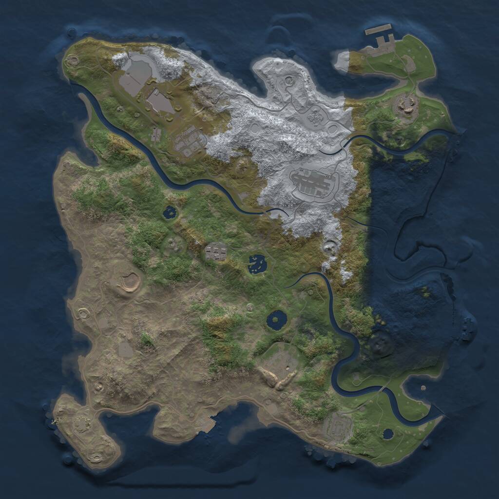 Rust Map: Procedural Map, Size: 3800, Seed: 5021200, 15 Monuments