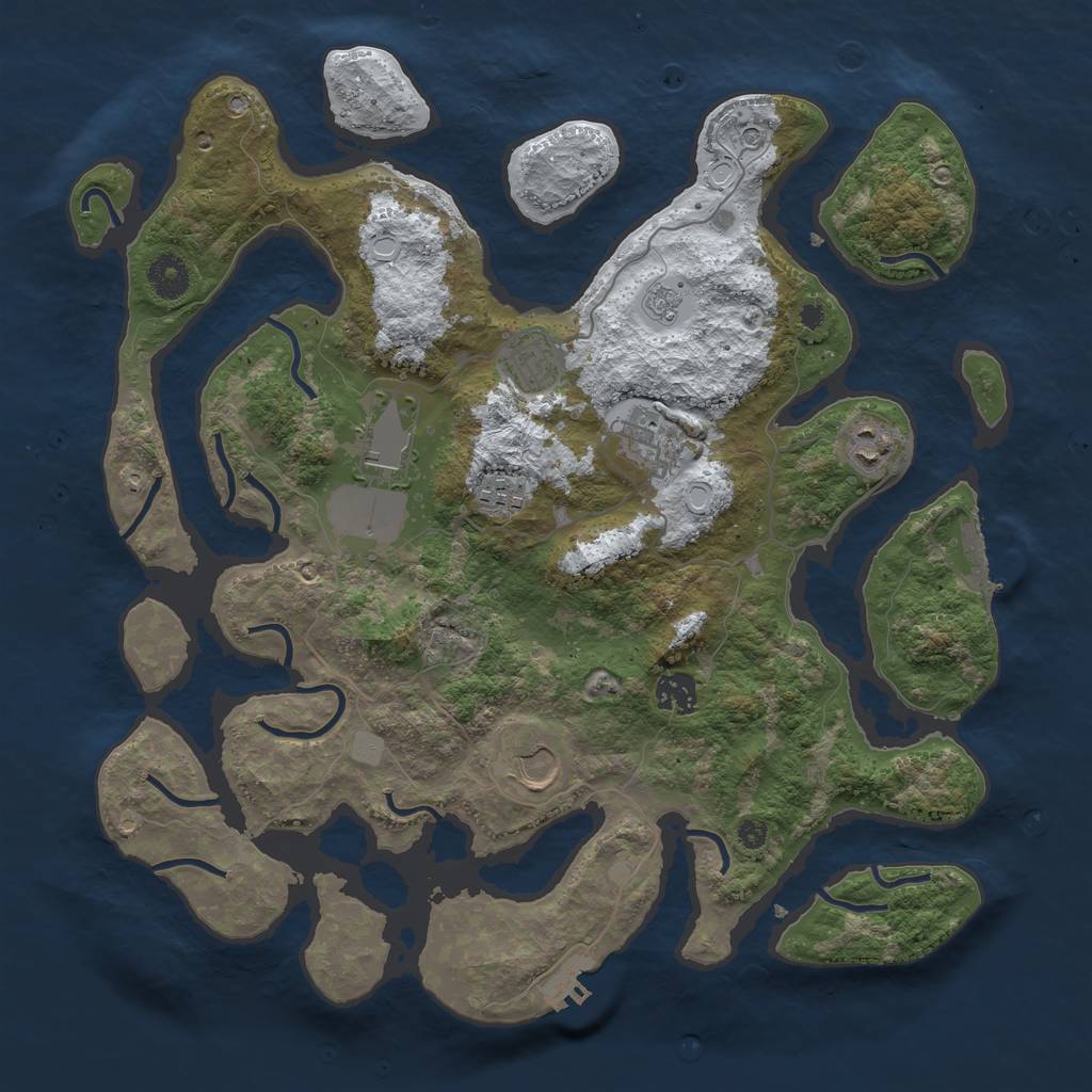 Rust Map: Procedural Map, Size: 3800, Seed: 3150162, 16 Monuments