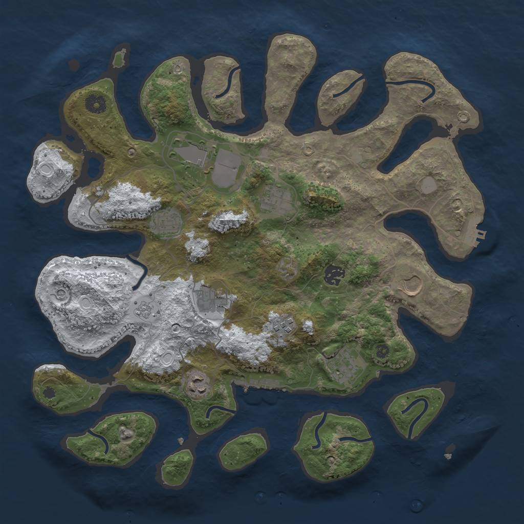 Rust Map: Procedural Map, Size: 3800, Seed: 1988261, 18 Monuments