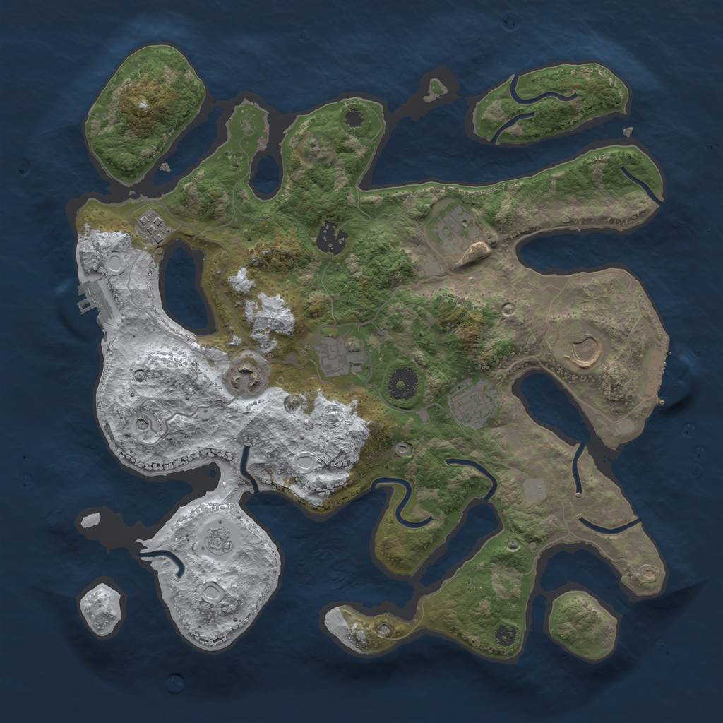 Rust Map: Procedural Map, Size: 3500, Seed: 124106, 16 Monuments