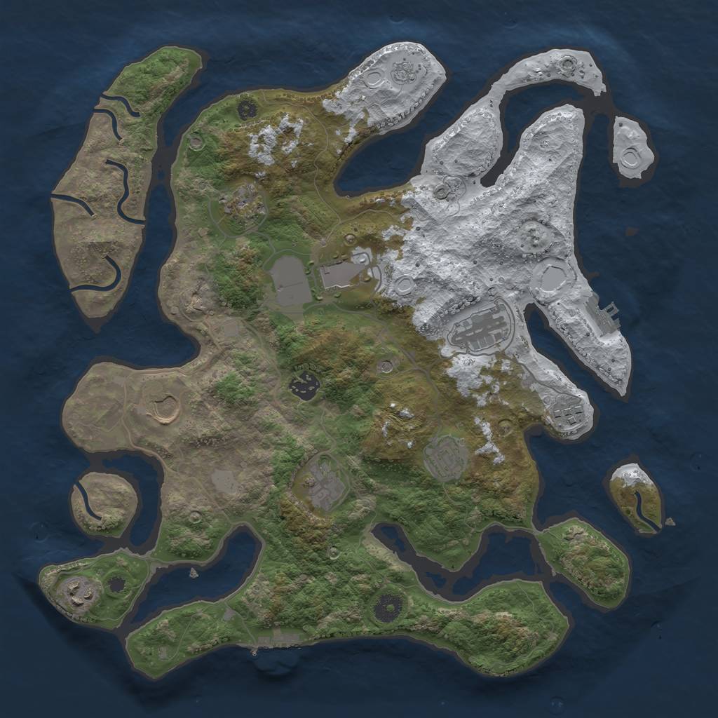 Rust Map: Procedural Map, Size: 3800, Seed: 2925053, 18 Monuments