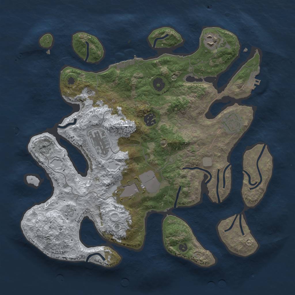 Rust Map: Procedural Map, Size: 3500, Seed: 5358278, 14 Monuments