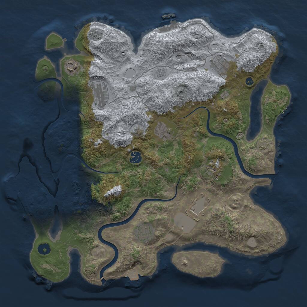 Rust Map: Procedural Map, Size: 3800, Seed: 1607700, 15 Monuments