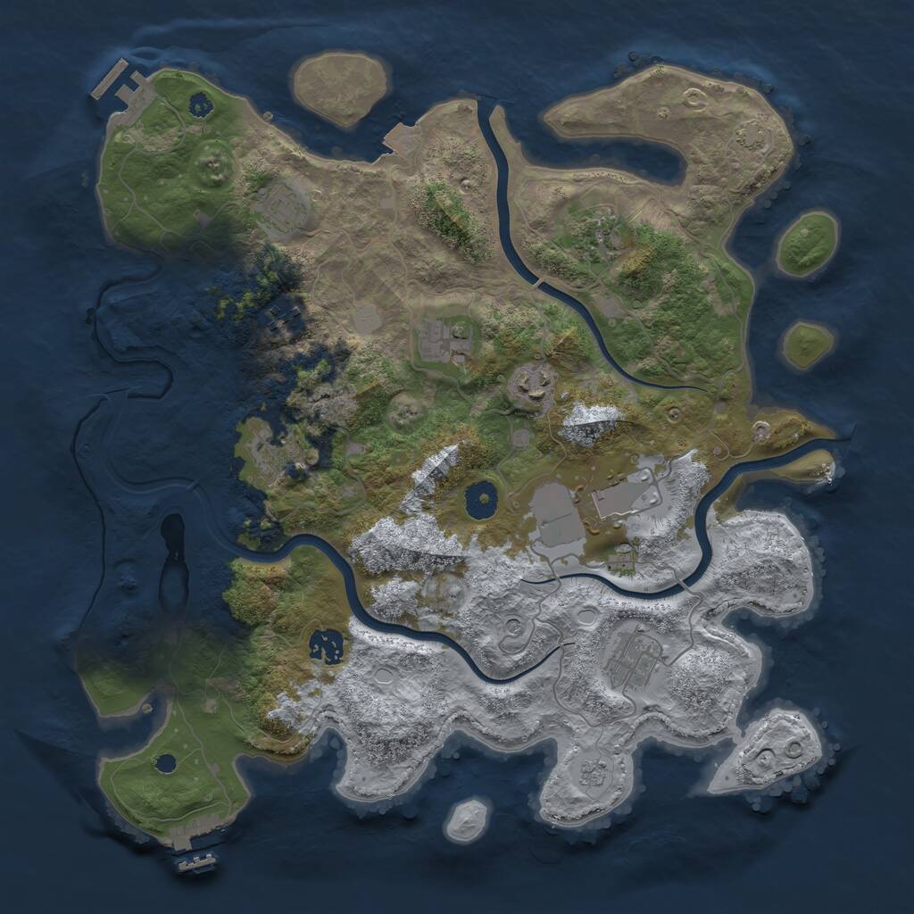 Rust Map: Procedural Map, Size: 3800, Seed: 3965458, 15 Monuments