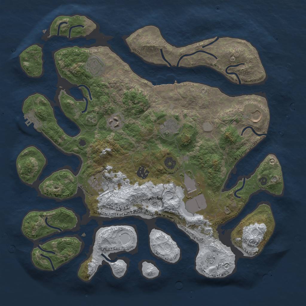Rust Map: Procedural Map, Size: 3800, Seed: 2350434, 16 Monuments