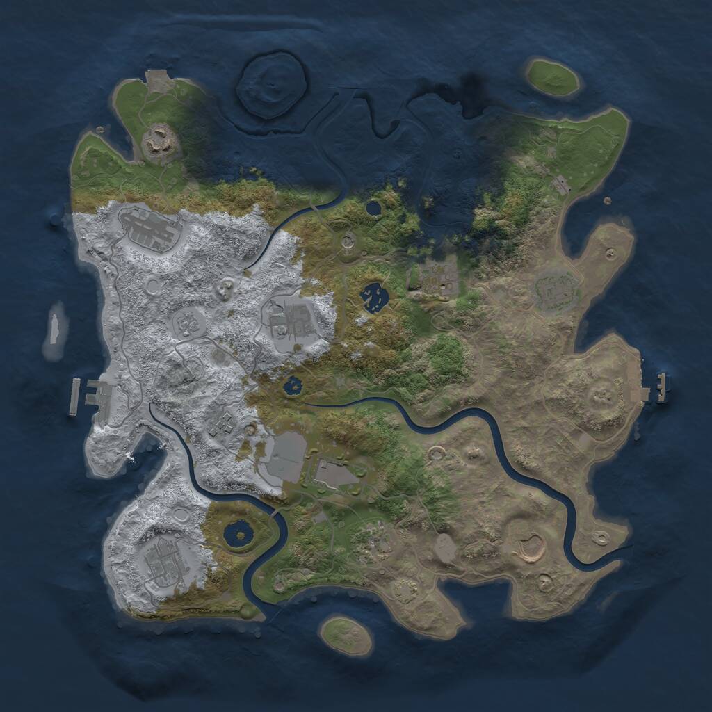 Rust Map: Procedural Map, Size: 3800, Seed: 815010, 17 Monuments