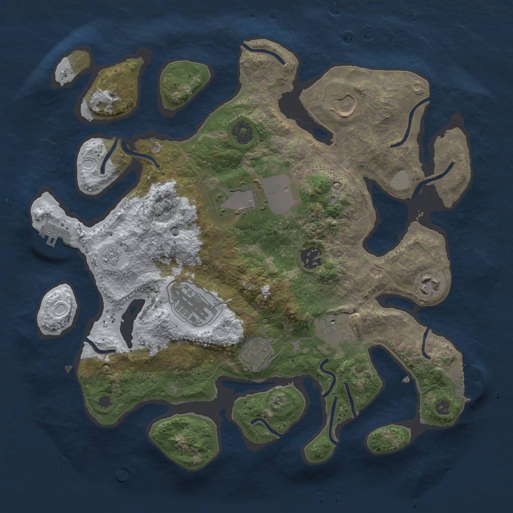 Rust Map: Procedural Map, Size: 3500, Seed: 3706218, 15 Monuments