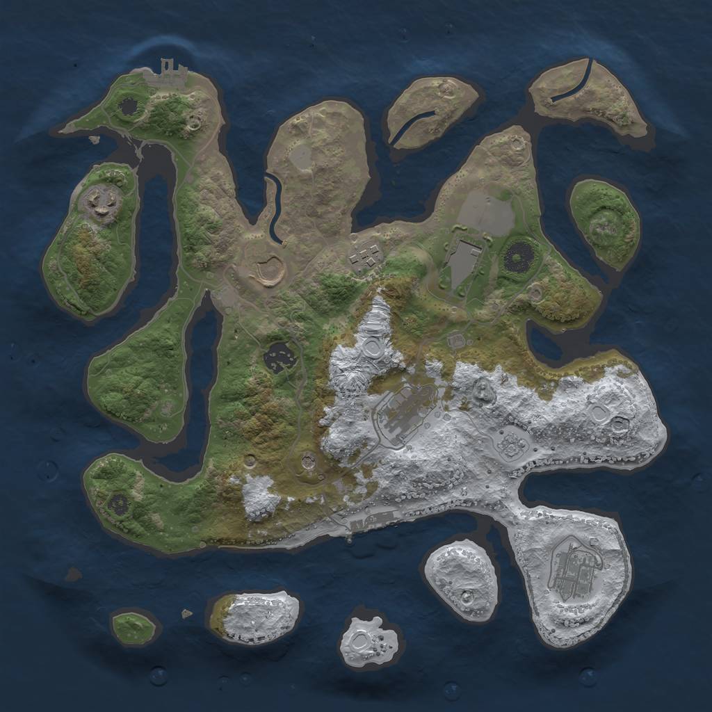 Rust Map: Procedural Map, Size: 3500, Seed: 827354, 16 Monuments