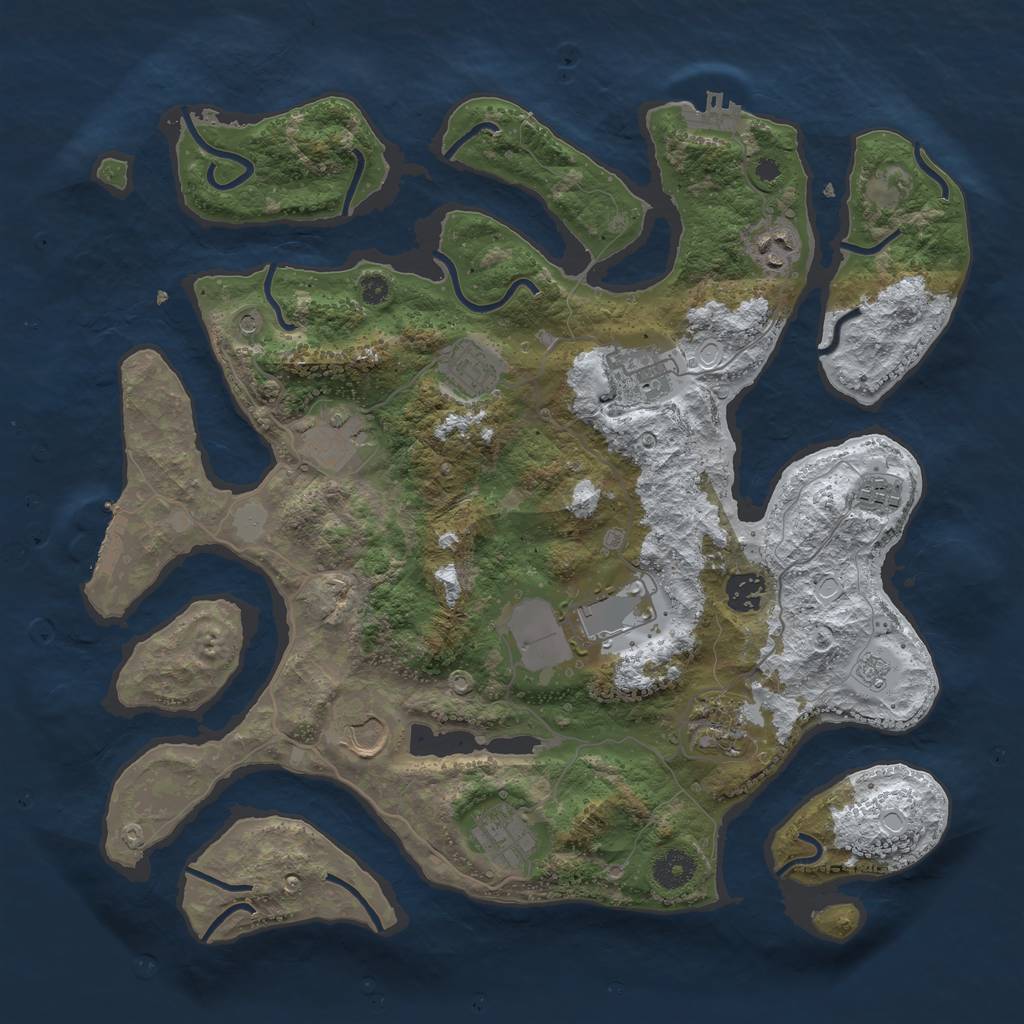 Rust Map: Procedural Map, Size: 3800, Seed: 1810992, 19 Monuments