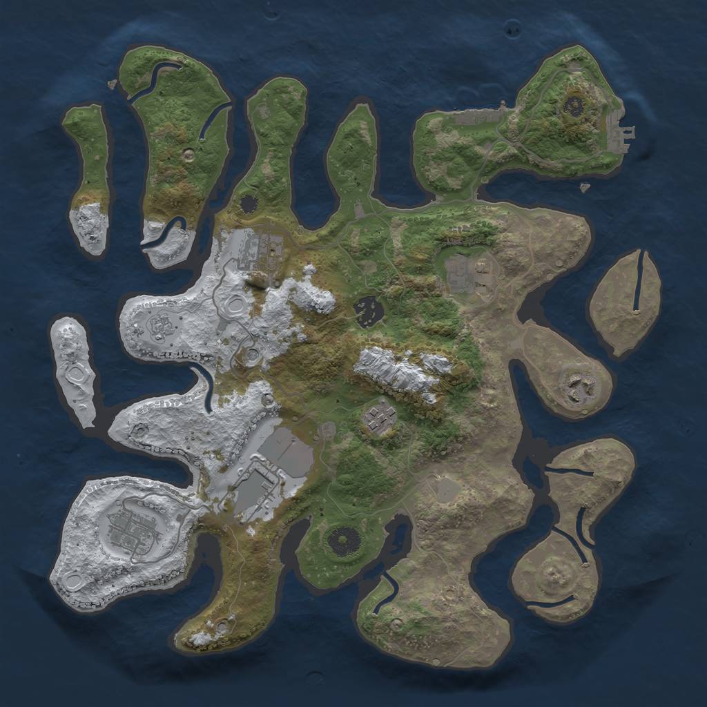 Rust Map: Procedural Map, Size: 3500, Seed: 481842, 16 Monuments