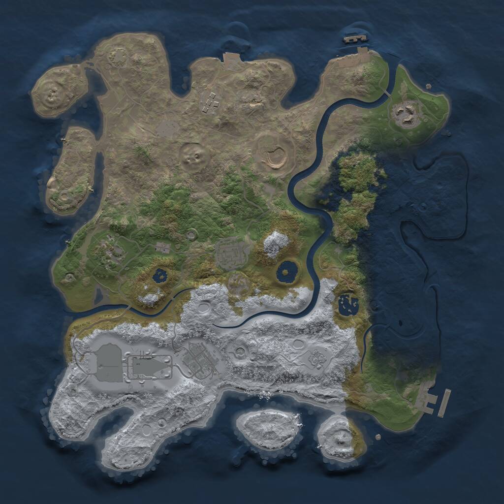 Rust Map: Procedural Map, Size: 3500, Seed: 337970, 14 Monuments