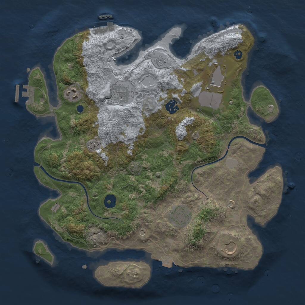 Rust Map: Procedural Map, Size: 3500, Seed: 3427, 13 Monuments