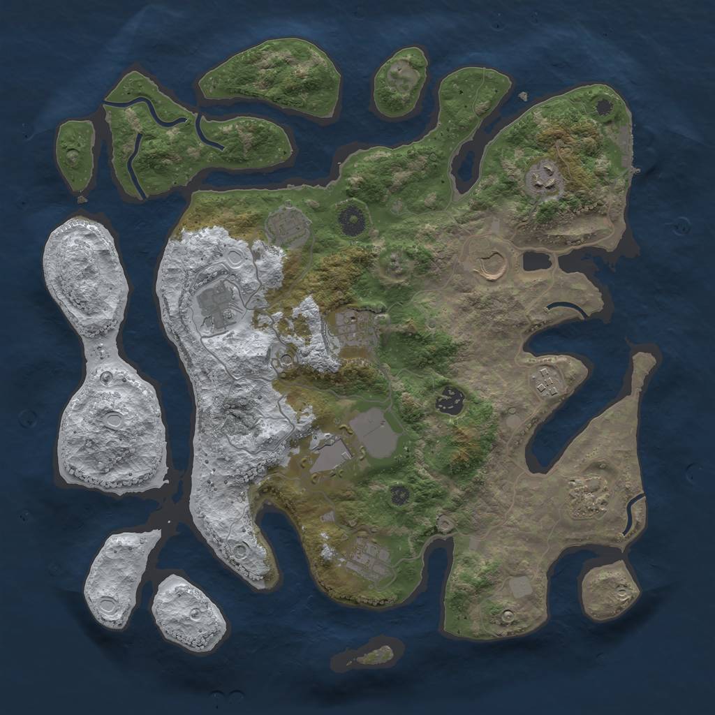 Rust Map: Procedural Map, Size: 3800, Seed: 4802515, 17 Monuments