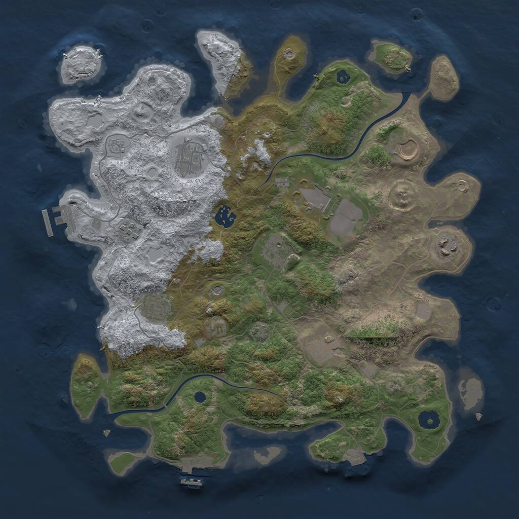 Rust Map: Procedural Map, Size: 3800, Seed: 2424130, 15 Monuments