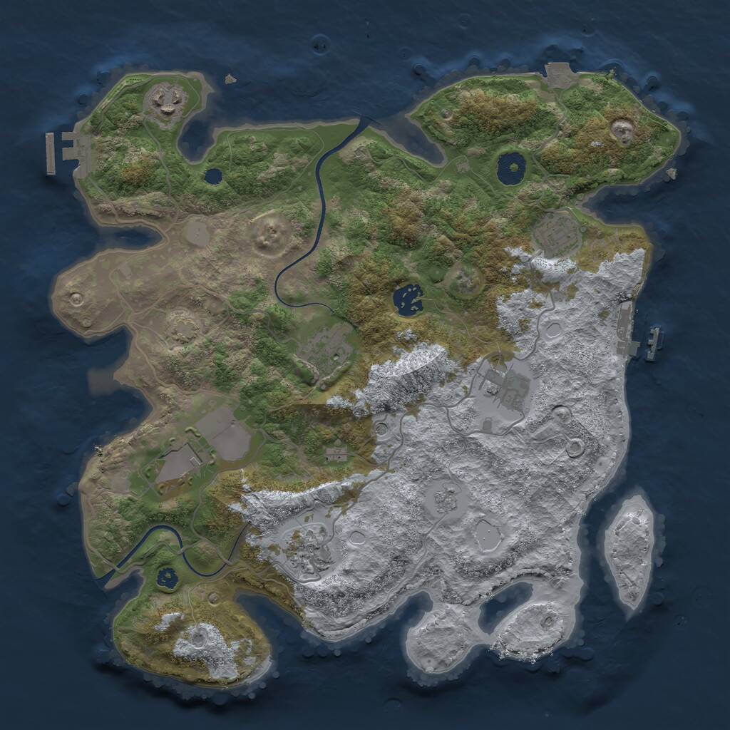 Rust Map: Procedural Map, Size: 3500, Seed: 1065320, 13 Monuments