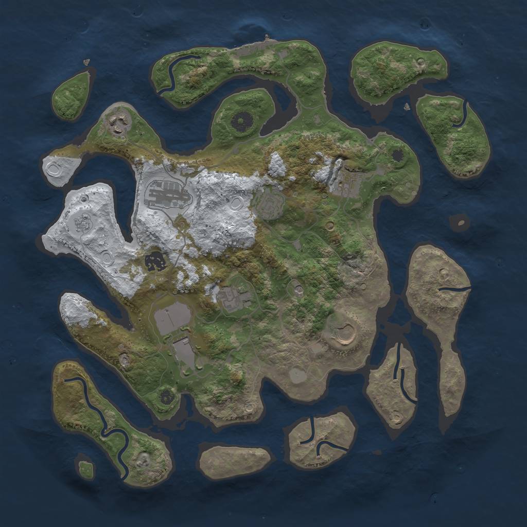 Rust Map: Procedural Map, Size: 3800, Seed: 320388, 16 Monuments