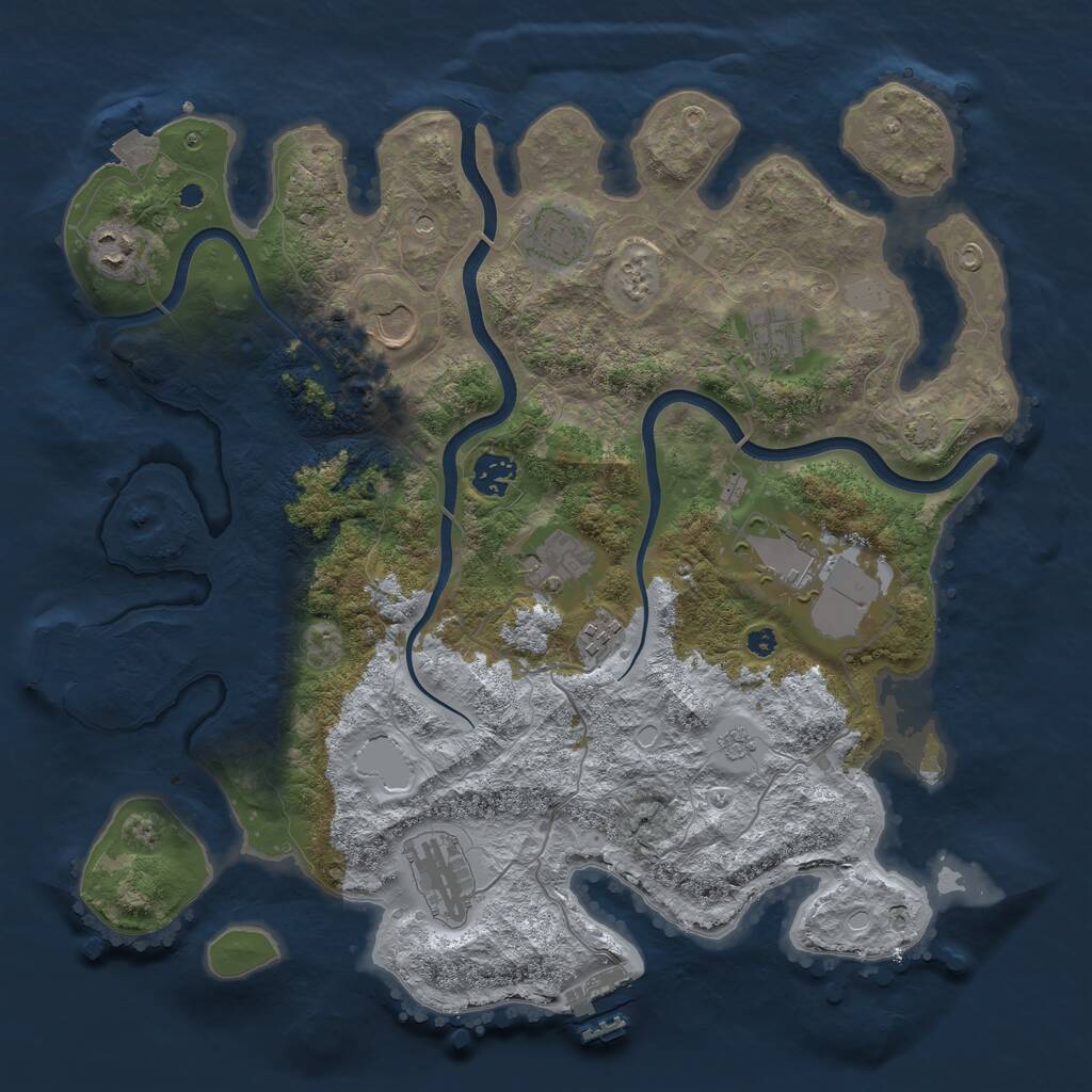 Rust Map: Procedural Map, Size: 3800, Seed: 3808255, 15 Monuments