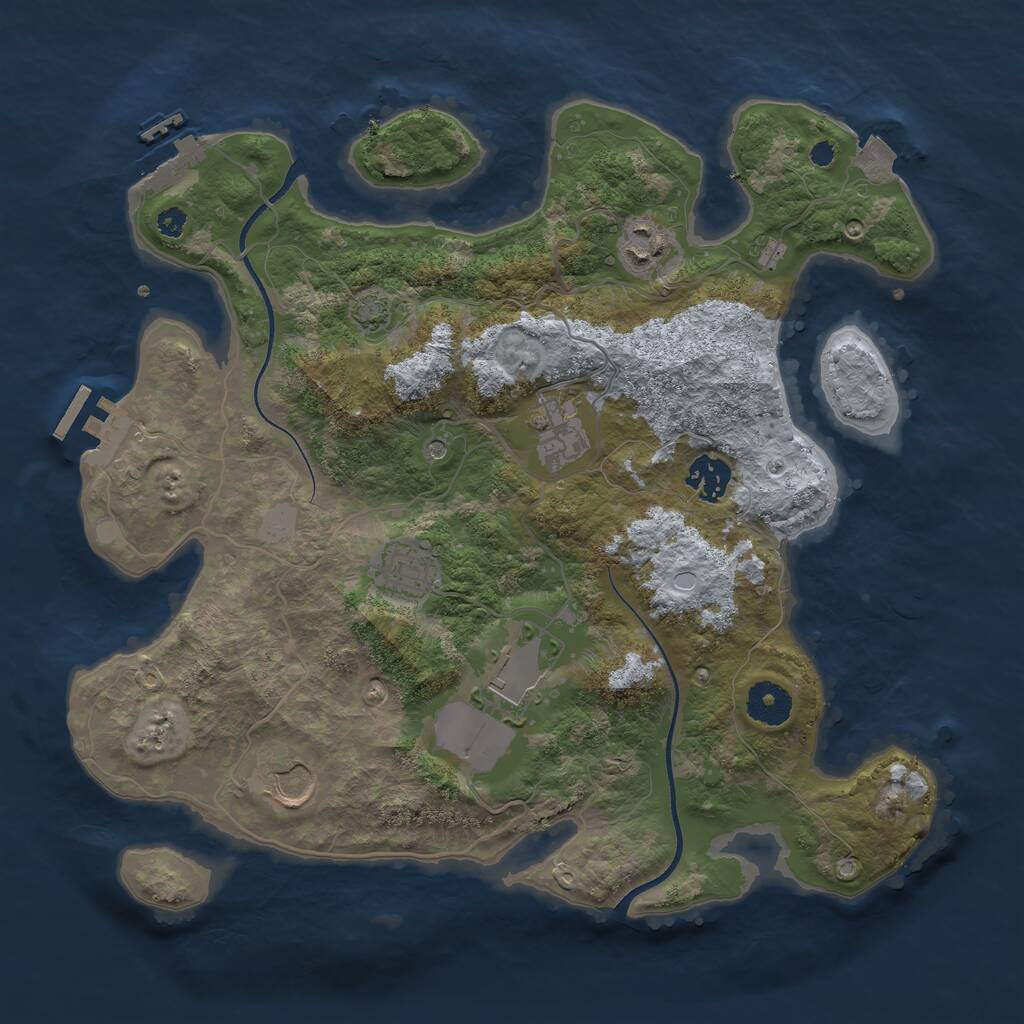Rust Map: Procedural Map, Size: 3500, Seed: 858780534, 11 Monuments