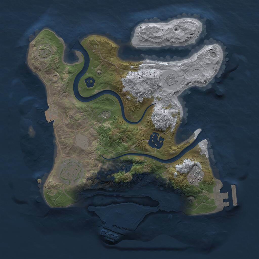 Rust Map: Procedural Map, Size: 2500, Seed: 2769, 9 Monuments