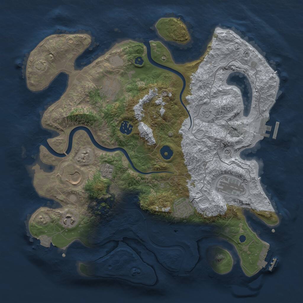 Rust Map: Procedural Map, Size: 3500, Seed: 2062836, 13 Monuments