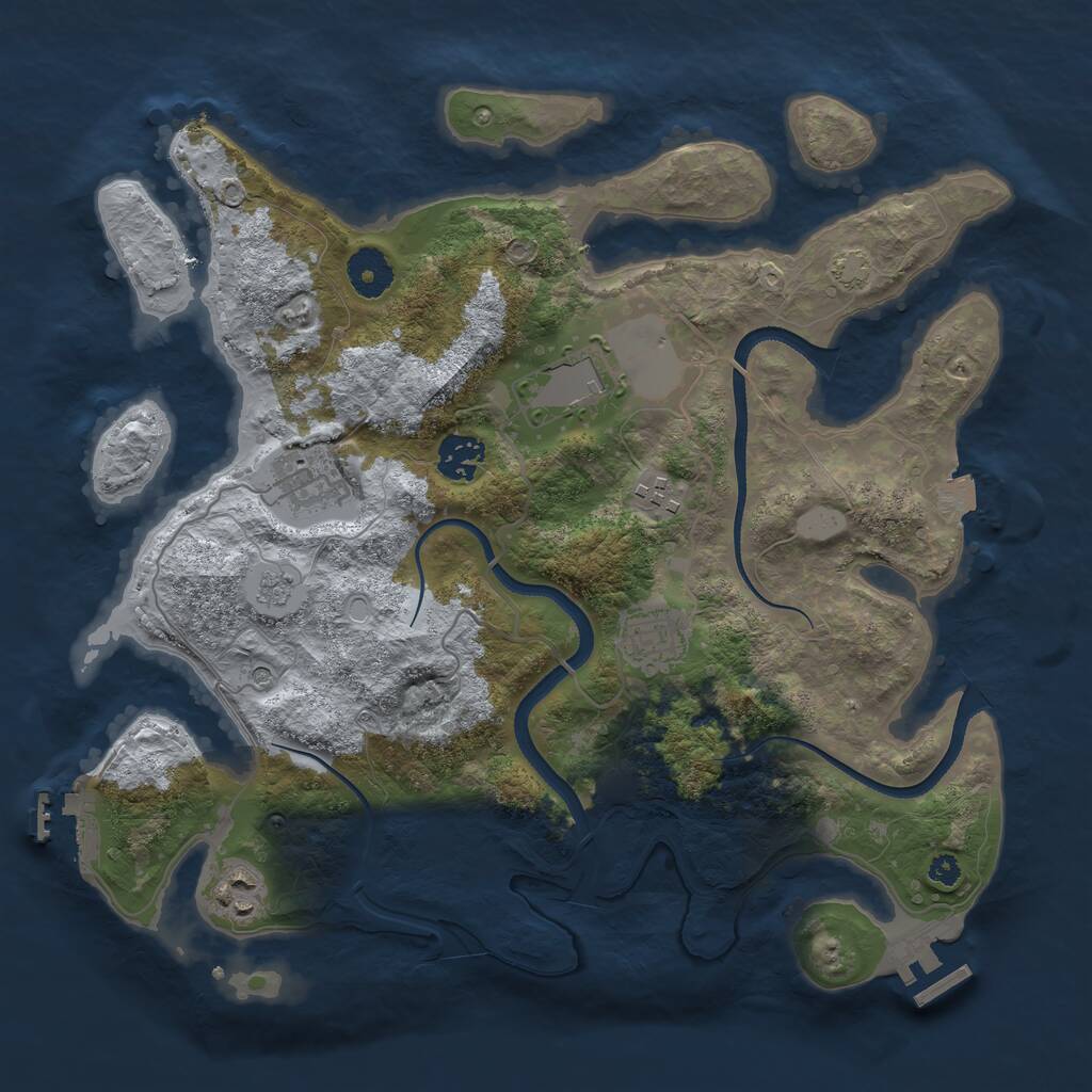 Rust Map: Procedural Map, Size: 3500, Seed: 3448573, 12 Monuments