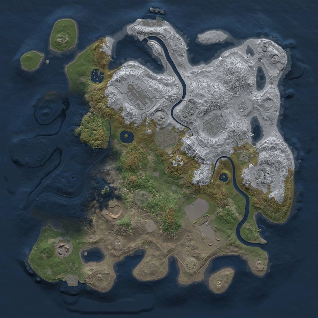 Rust Map: Procedural Map, Size: 3500, Seed: 5012047, 15 Monuments