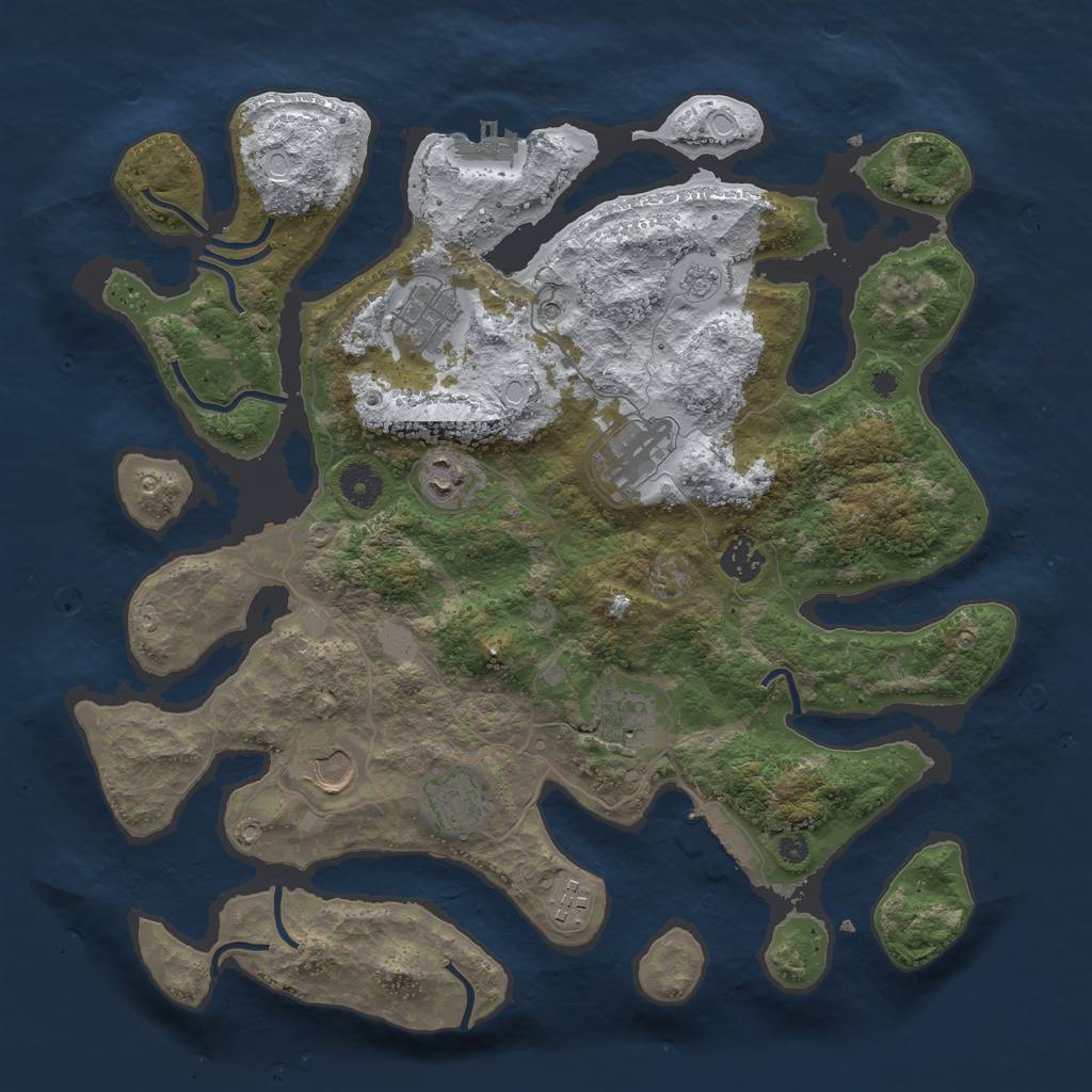 Rust Map: Procedural Map, Size: 3800, Seed: 560692, 17 Monuments
