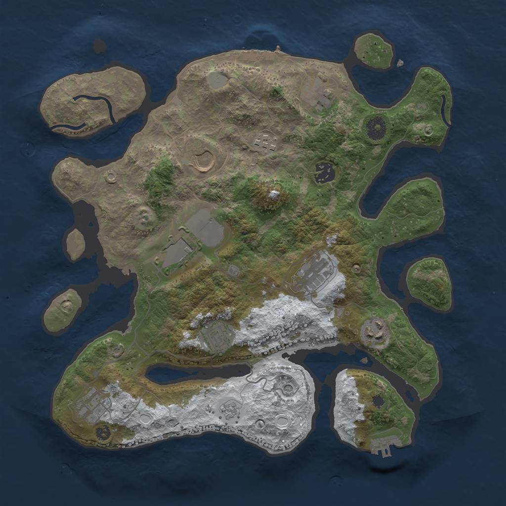 Rust Map: Procedural Map, Size: 3500, Seed: 4255235, 18 Monuments