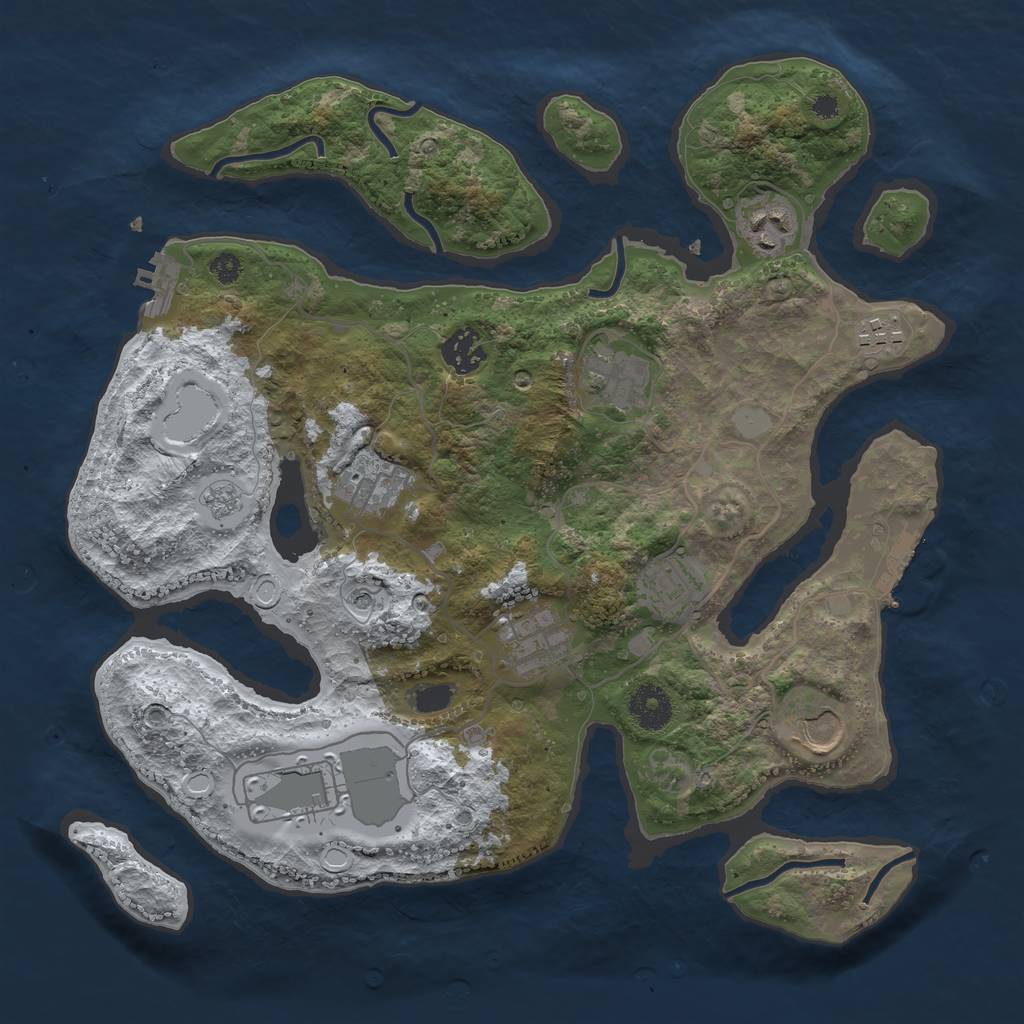 Rust Map: Procedural Map, Size: 3500, Seed: 289024, 18 Monuments