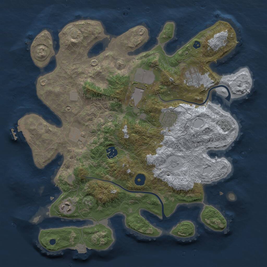 Rust Map: Procedural Map, Size: 3500, Seed: 2767685, 12 Monuments
