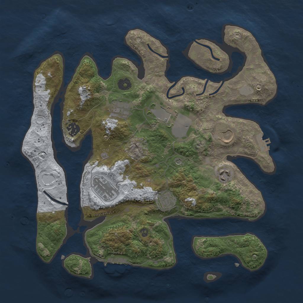 Rust Map: Procedural Map, Size: 3500, Seed: 846747, 15 Monuments