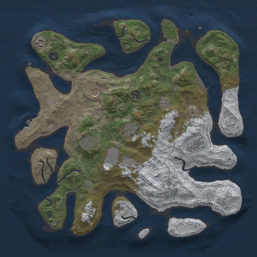 Rust Map: Procedural Map, Size: 4000, Seed: 169185, 17 Monuments
