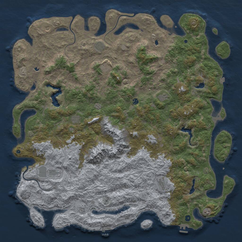 Rust Map: Procedural Map, Size: 6000, Seed: 99413776, 17 Monuments