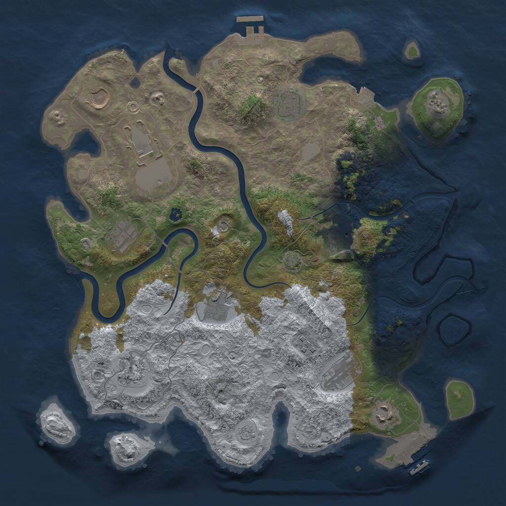 Rust Map: Procedural Map, Size: 3800, Seed: 2177072, 16 Monuments