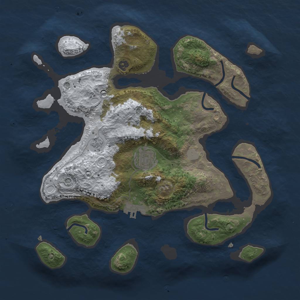 Rust Map: Procedural Map, Size: 3000, Seed: 613542, 9 Monuments