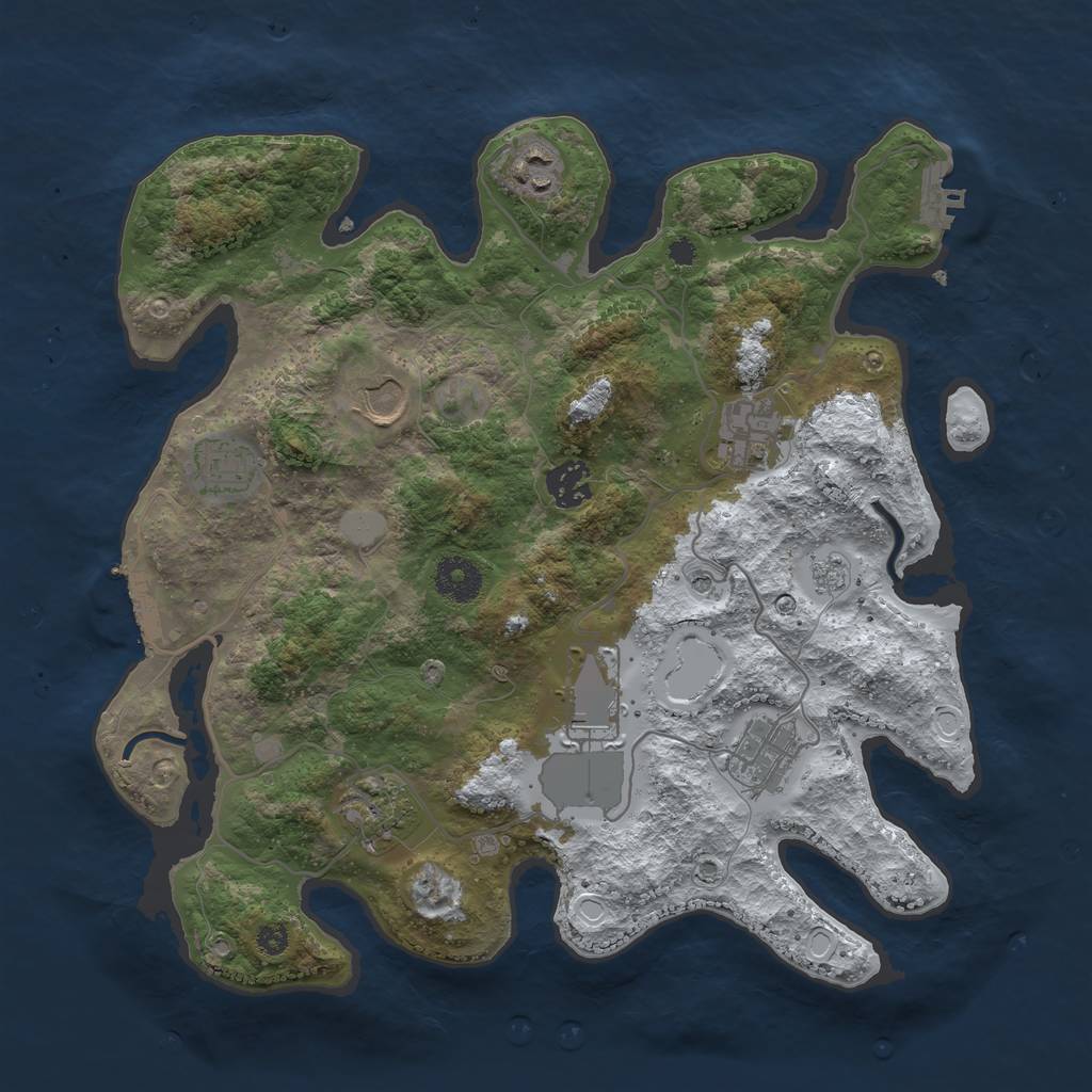 Rust Map: Procedural Map, Size: 3500, Seed: 3691641, 17 Monuments